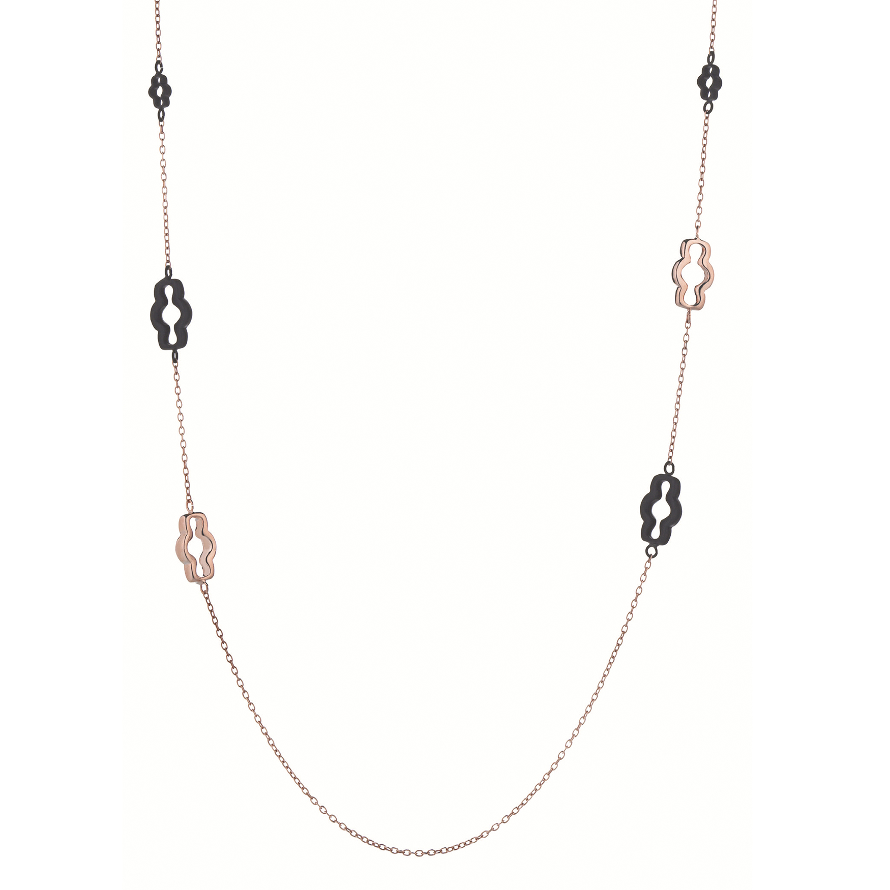 Sensi joyas jewellery Granada silver engagementSILVER NECKLACE WITH ROSE GOLD COATING AND RUBBER 