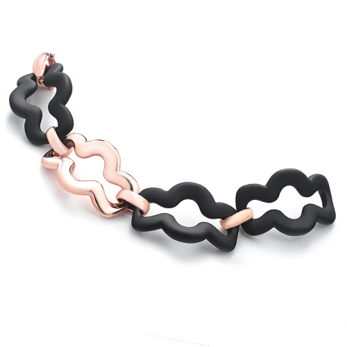 Sensi joyas jewellery Granada silver engagementSILVER BRACELET COVERED WITH  ROSE GOLD AND RUBBER