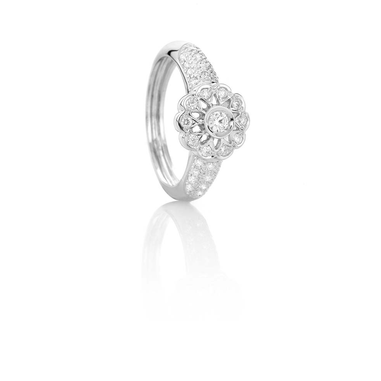 Sensi joyas jewellery Granada silver engagement8K WHITE GOLD RING  0,50CT OF DIAMONDS.