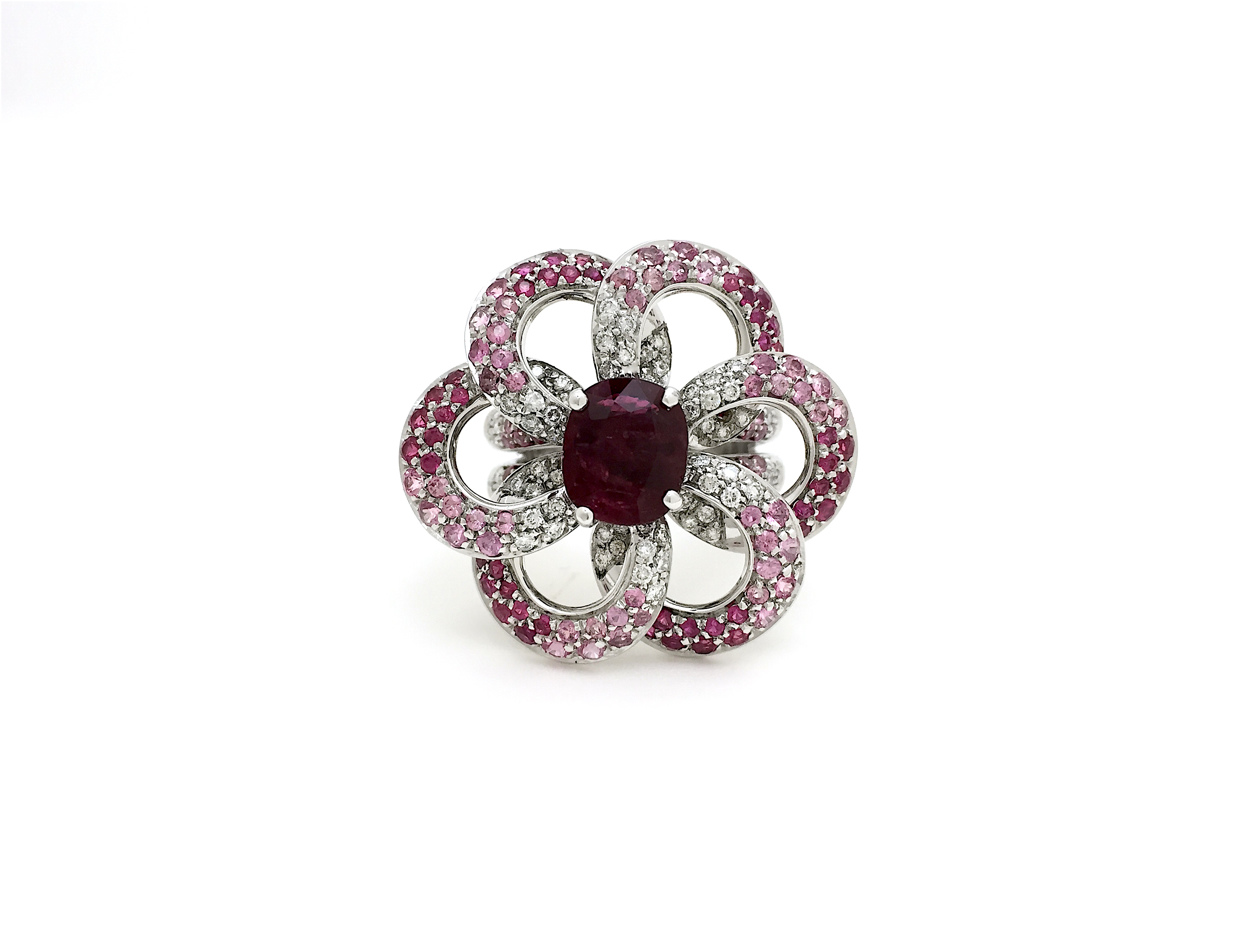 Sensi joyas jewellery Granada silver engagementDIAMONDS AND NATURAL RUBI,ROSE SPPHIRES RING
