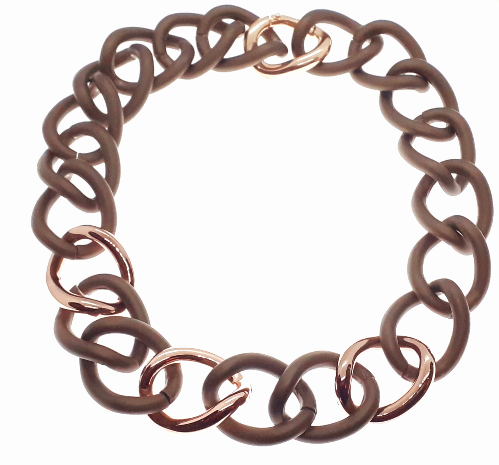 Sensi joyas jewellery Granada silver engagementSILVER NECKLACE WITH ROSE GOLD COATING AND RUBBER 